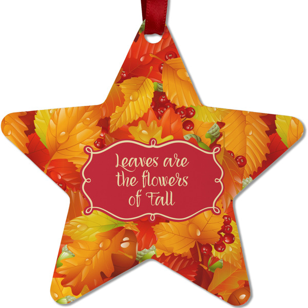 Custom Fall Leaves Metal Star Ornament - Double Sided