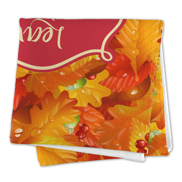 Fall Leaves Microfiber Dish Rag - FOLDED (square)