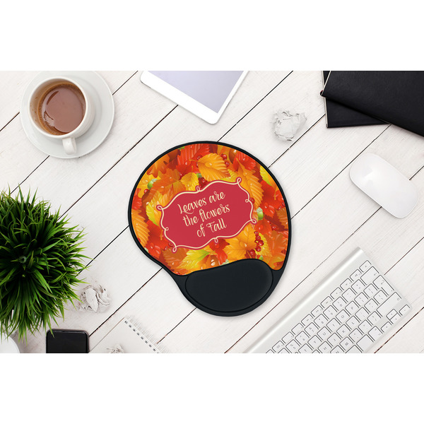 Fall Leaves Mouse Pad with Wrist Rest - LIFESYTLE 1