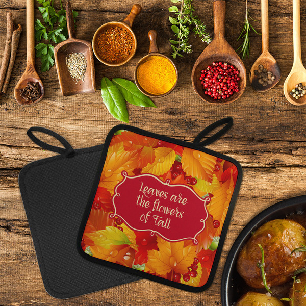 Fall Leaves Neoprene Pot Holder - Set of 2  LIFESTYLE (Flatlay)
