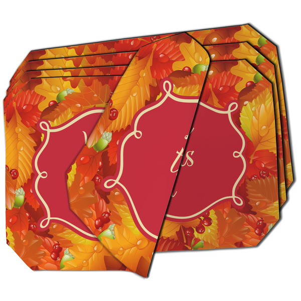 Custom Fall Leaves Dining Table Mat - Octagon - Set of 4 (Double-SIded)