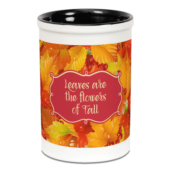Fall Leaves Pencil Holder - Black