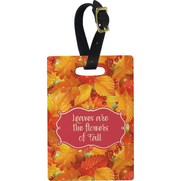 Custom Fall Leaves Plastic Luggage Tag - Rectangular