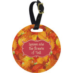 Fall Leaves Plastic Luggage Tag - Round