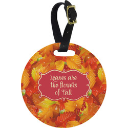 Fall Leaves Plastic Luggage Tag - Round