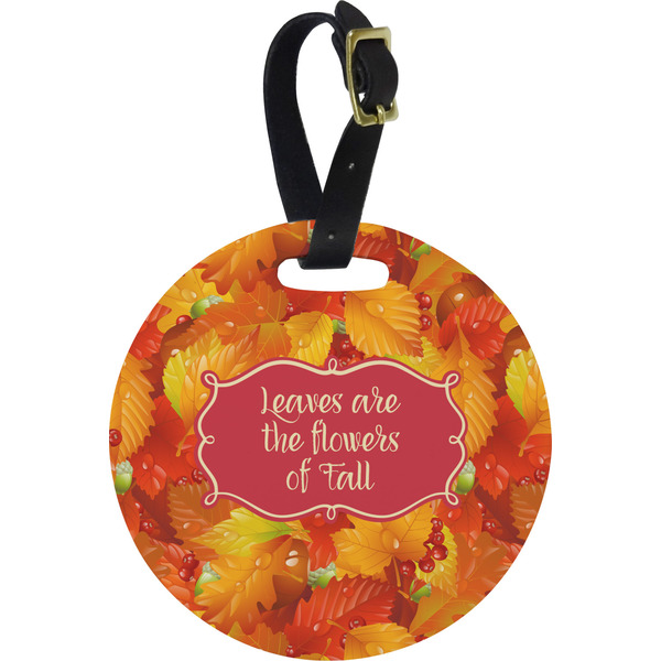 Custom Fall Leaves Plastic Luggage Tag - Round