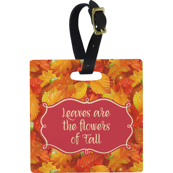 Custom Fall Leaves Plastic Luggage Tag - Square