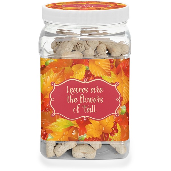 Custom Fall Leaves Dog Treat Jar
