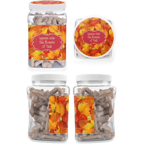 Fall Leaves Pet Treat Jar - Multiple Angles