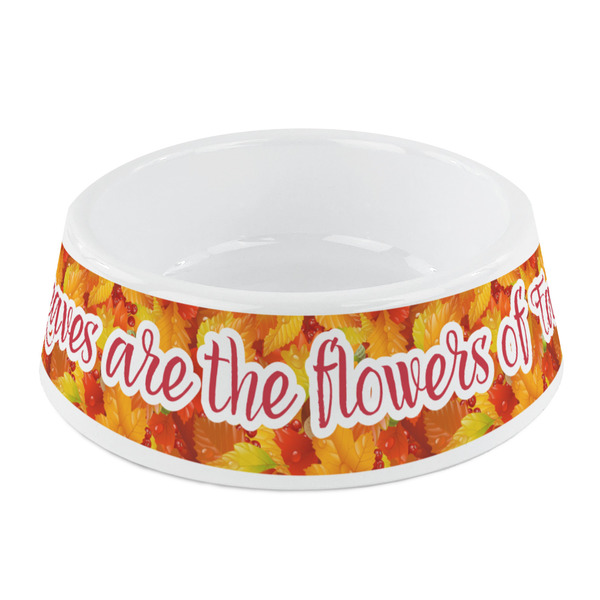 Custom Fall Leaves Plastic Dog Bowl - Small