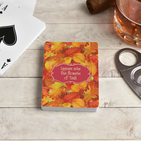 Fall Leaves Playing Cards - In Context