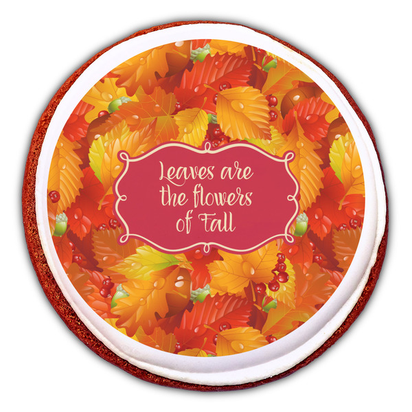Fall Leaves Printed Icing Circle - Large - On Cookie