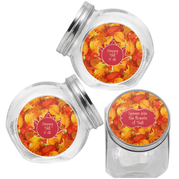 Fall Leaves Puppy Treat Jar - Top Left Right