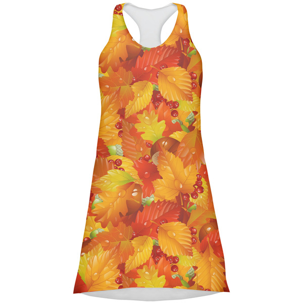 Custom Fall Leaves Racerback Dress - Large