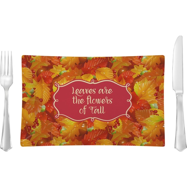 Custom Fall Leaves Rectangular Glass Lunch / Dinner Plate - Single or Set