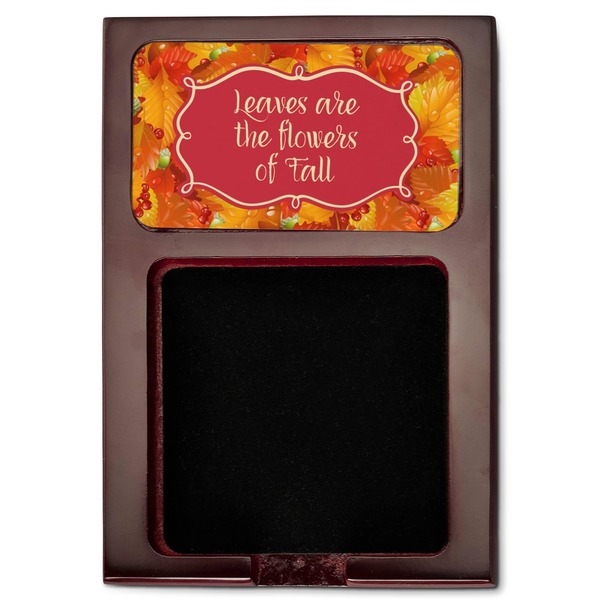 Fall Leaves Red Mahogany Sticky Note Holder - Flat