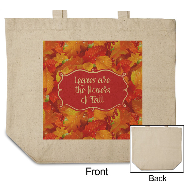 Fall Leaves Reusable Cotton Grocery Bag - Front & Back View