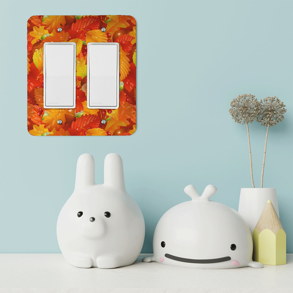 Fall Leaves Rocker Light Switch Covers - Double - IN CONTEXT