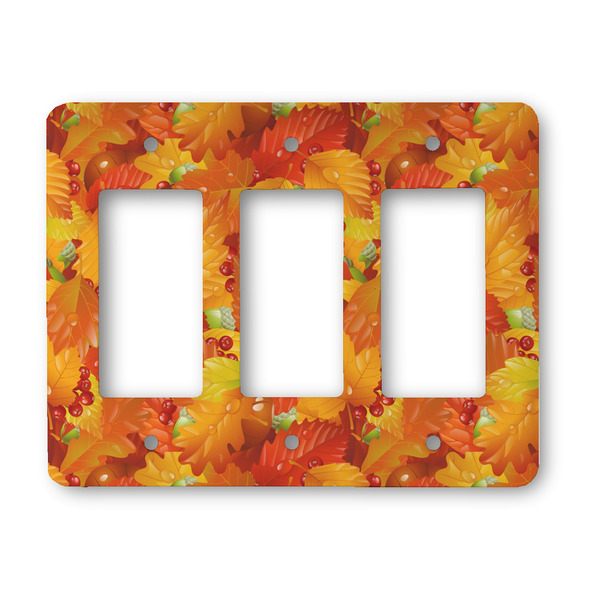 Custom Fall Leaves Rocker Style Light Switch Cover - Three Switch