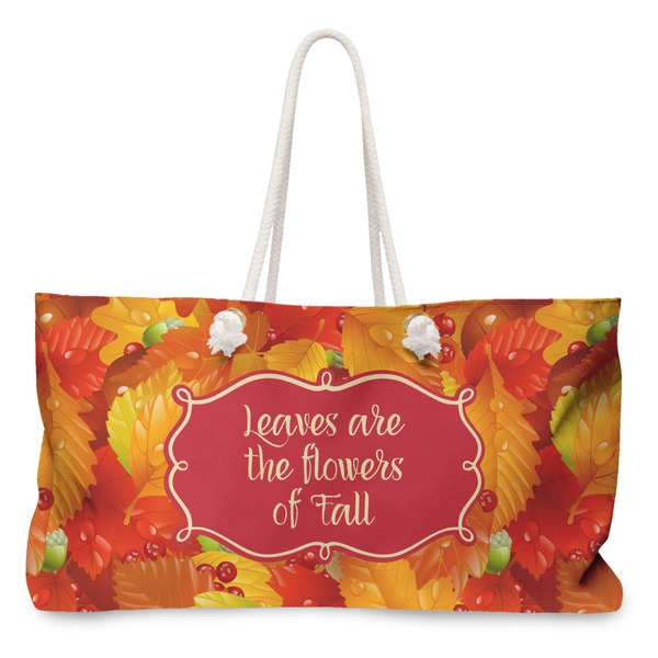 Custom Fall Leaves Large Tote Bag with Rope Handles