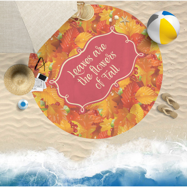 Fall Leaves Round Beach Towel Lifestyle
