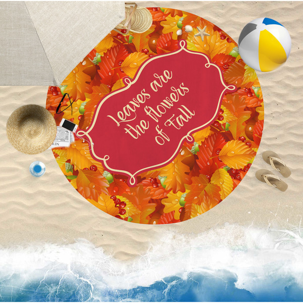 Fall Leaves Round Beach Towel Lifestyle