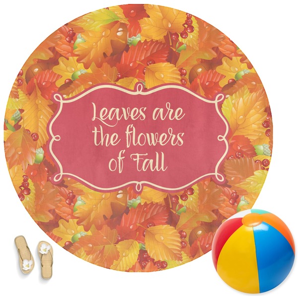 Custom Fall Leaves Round Beach Towel