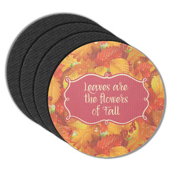 Fall Leaves Round Rubber Backed Coasters - Set of 4