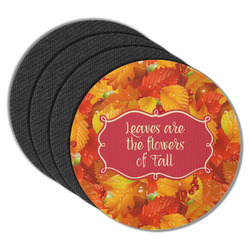 Fall Leaves Round Rubber Backed Coasters - Set of 4