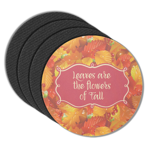 Custom Fall Leaves Round Rubber Backed Coasters - Set of 4