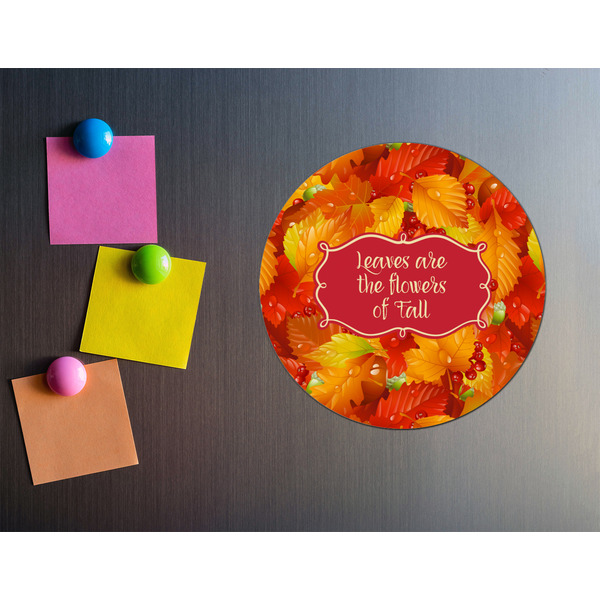 Fall Leaves Round Fridge Magnet - LIFESTYLE