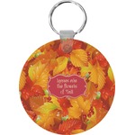 Fall Leaves Round Plastic Keychain