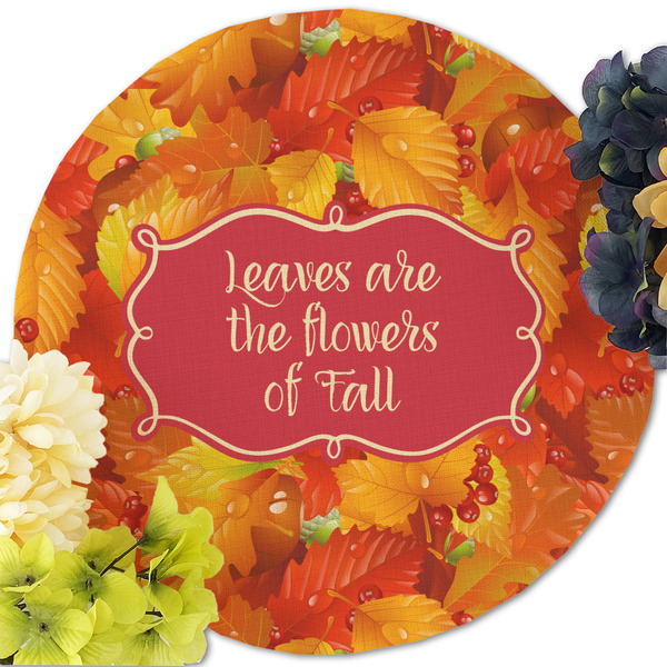 Fall Leaves Round Linen Placemats - Front (w flowers)