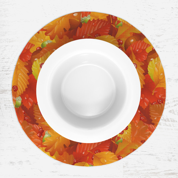 Fall Leaves Round Linen Placemats - LIFESTYLE (single)