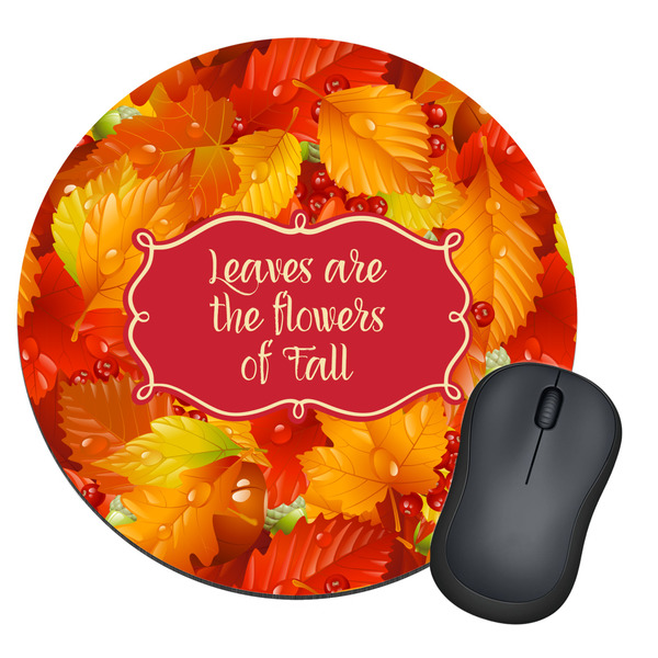Custom Fall Leaves Round Mouse Pad