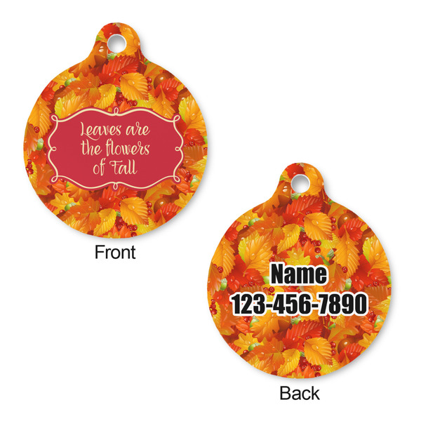 Fall Leaves Round Pet ID Tag - Large - Approval