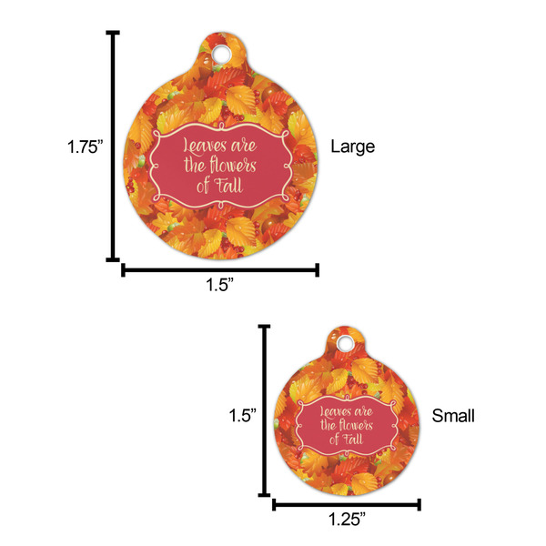 Fall Leaves Round Pet ID Tag - Large - Comparison Scale