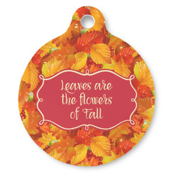Fall Leaves Round Pet ID Tag