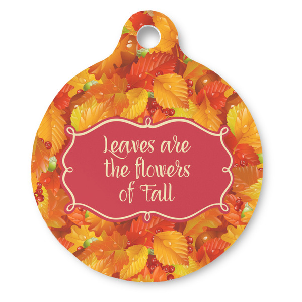 Custom Fall Leaves Round Pet ID Tag