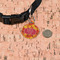 Fall Leaves Round Pet ID Tag - Small - In Context