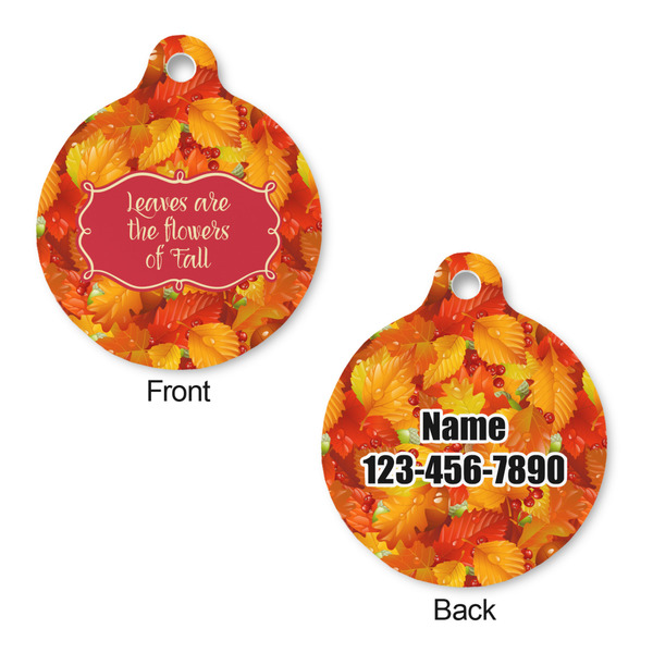 Fall Leaves Round Pet Tag - Front & Back