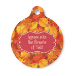 Fall Leaves Round Pet ID Tag - Small