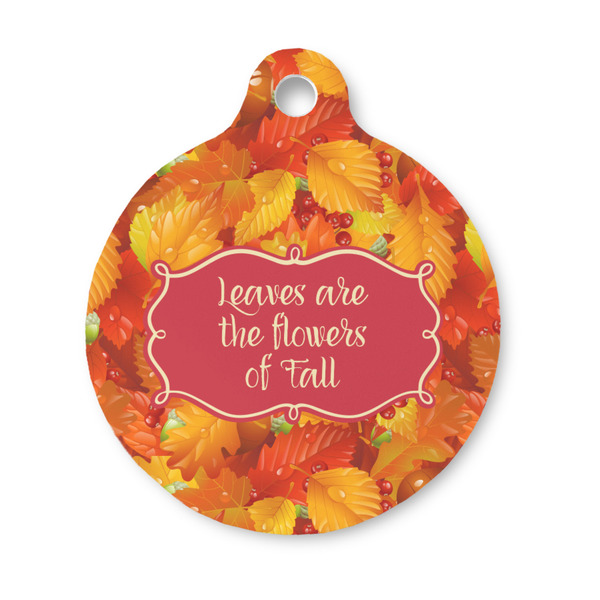Custom Fall Leaves Round Pet ID Tag - Small