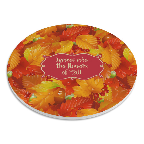 Fall Leaves Round Stone Trivet - Angle View