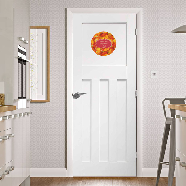 Fall Leaves Round Wall Decal on Door