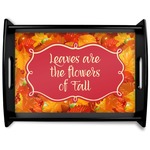 Fall Leaves Black Wooden Tray - Large