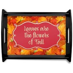 Fall Leaves Black Wooden Tray - Large