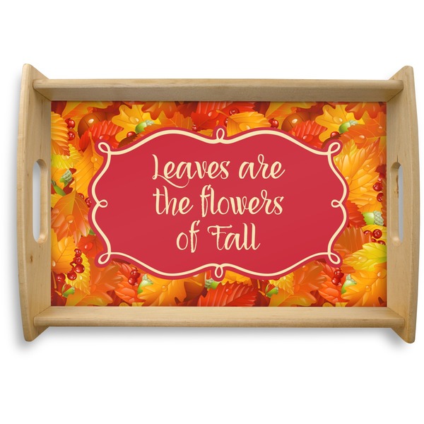 Custom Fall Leaves Natural Wooden Tray - Small