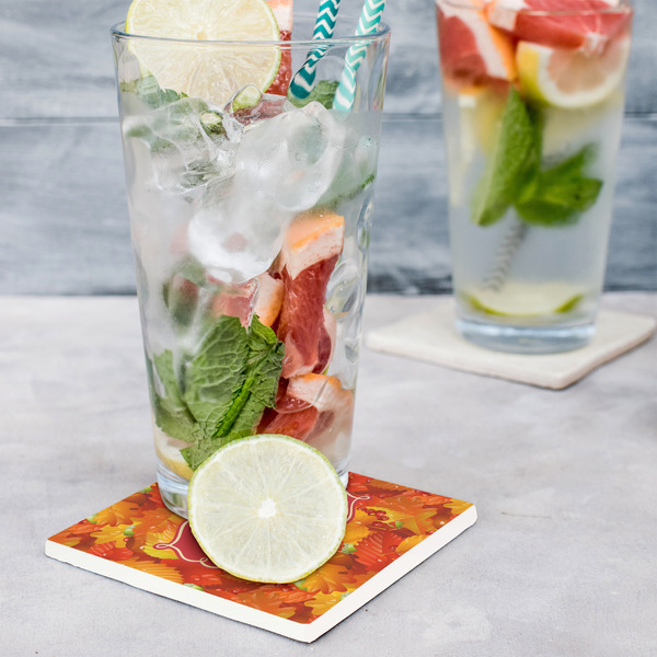 Fall Leaves Set of 4 Stone Coasters - In Context View