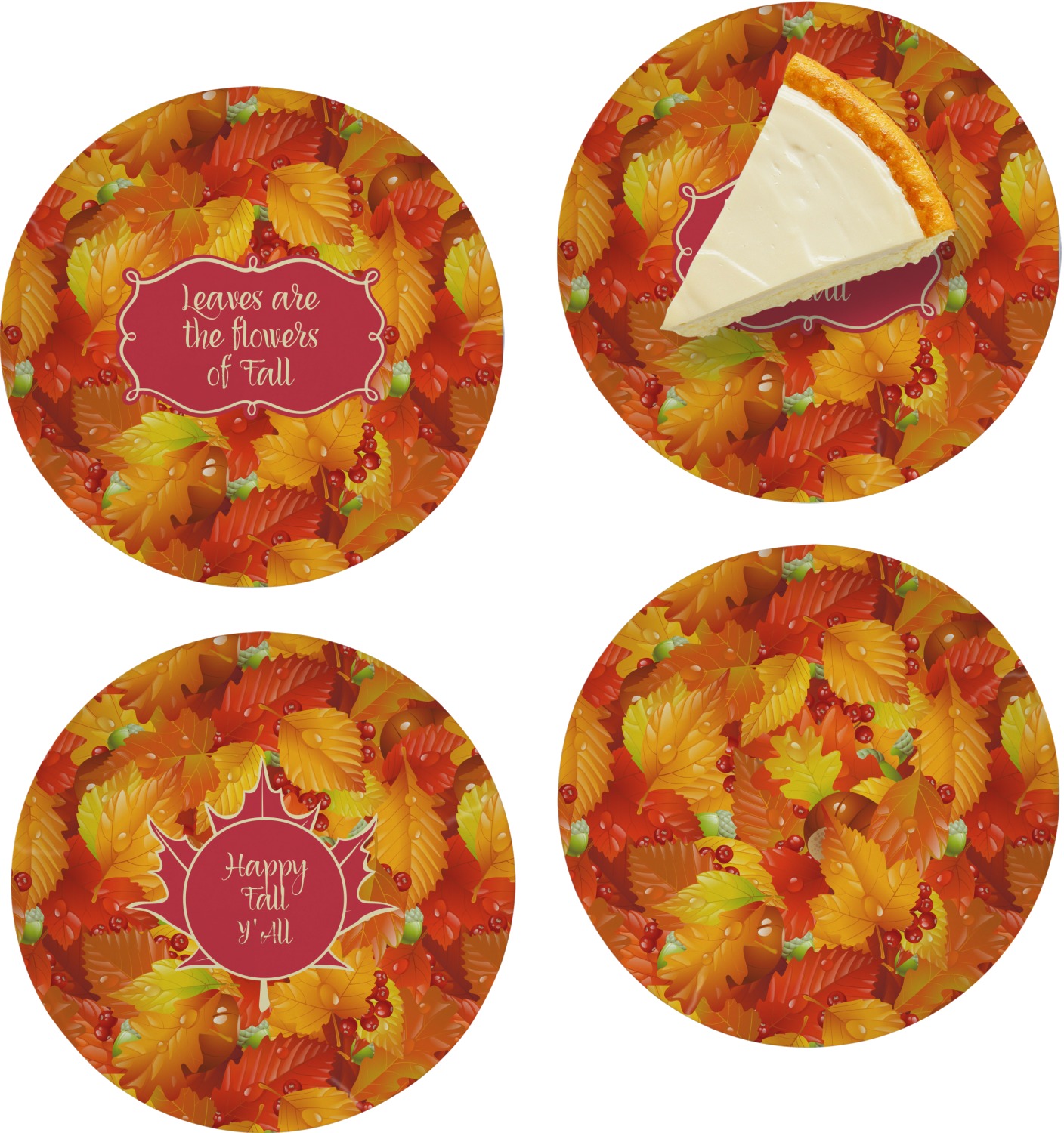 Custom Fall Leaves 8" Glass Appetizer / Dessert Plates Single or Set